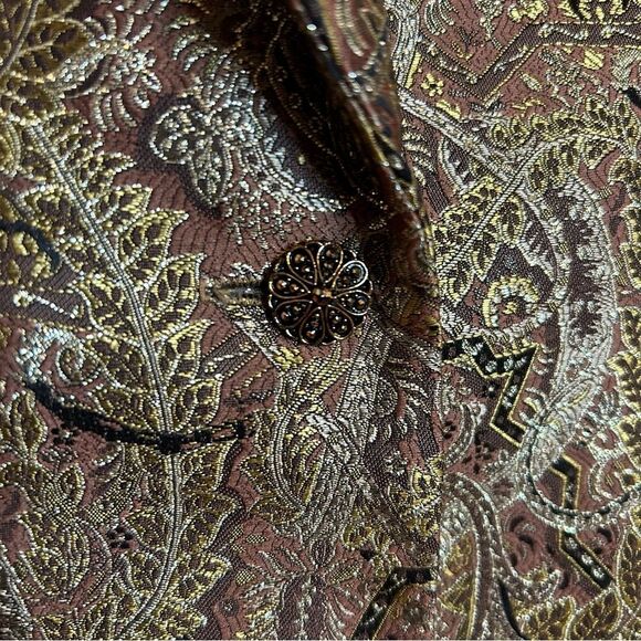 CHETTA B Vintage Long Sleeve Gold Paisley Jacquard Blazer 8 - Picture 4 of 10